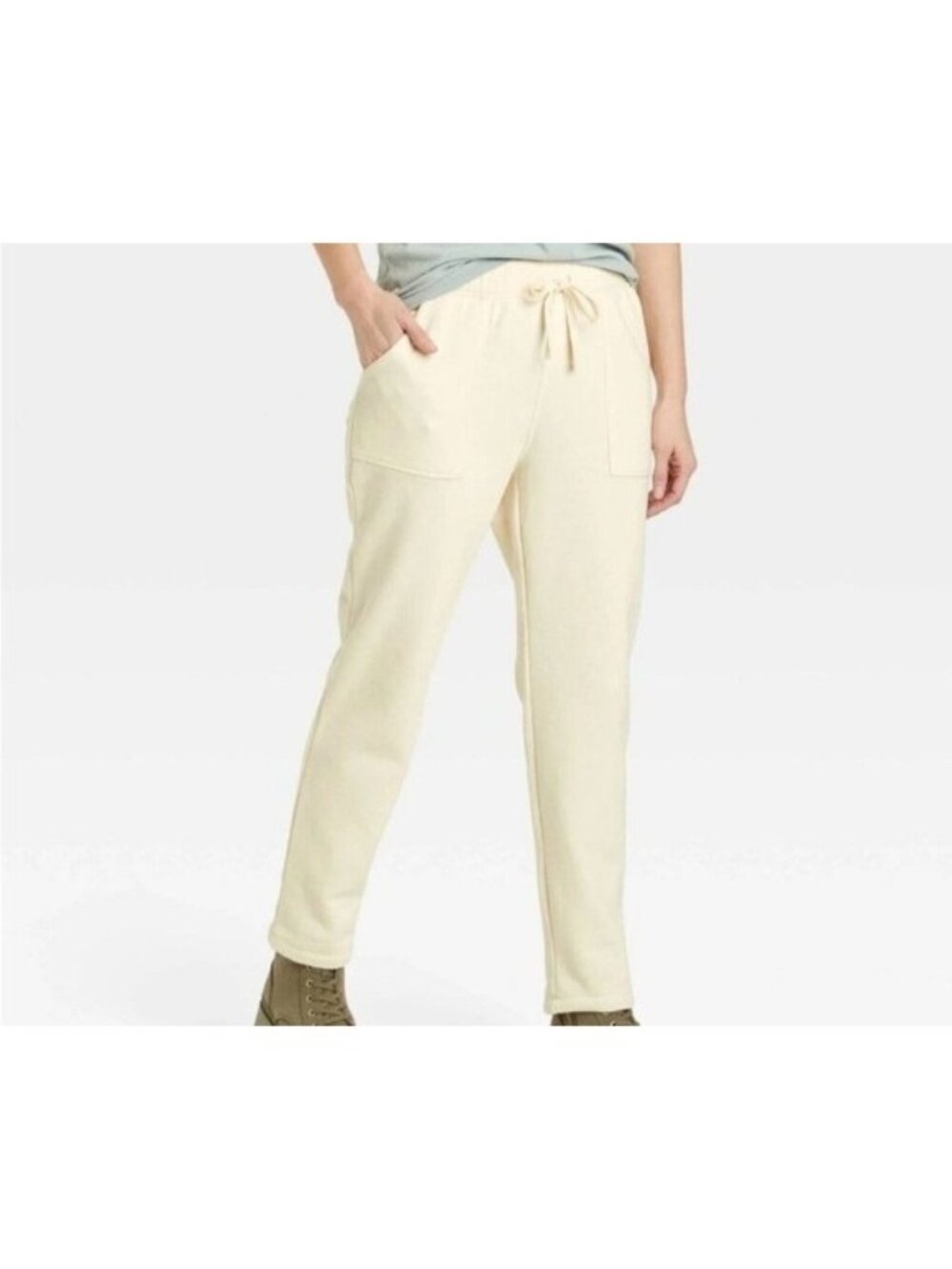 Universal Thread High Rise Jogger Pants Womens Sz 4X Pockets Cream Ivory Fleece